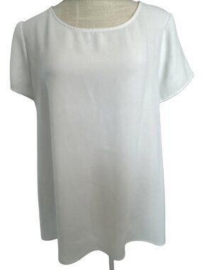 Alfani White Short Sleeve High Low Loose Top Size 12